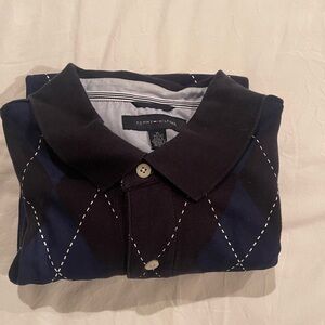 Tommy Hilfiger Men's Blue and White Argyle Shirt